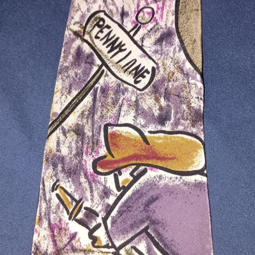 Mens Vintage 1991 Beatles Penny Lane 100% Silk Necktie Made in USA
